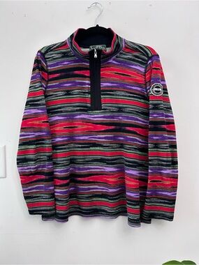 Ralph Lauren Multicolor Striped Half-Zip Pullover (Red, Purple, Black, Green)
